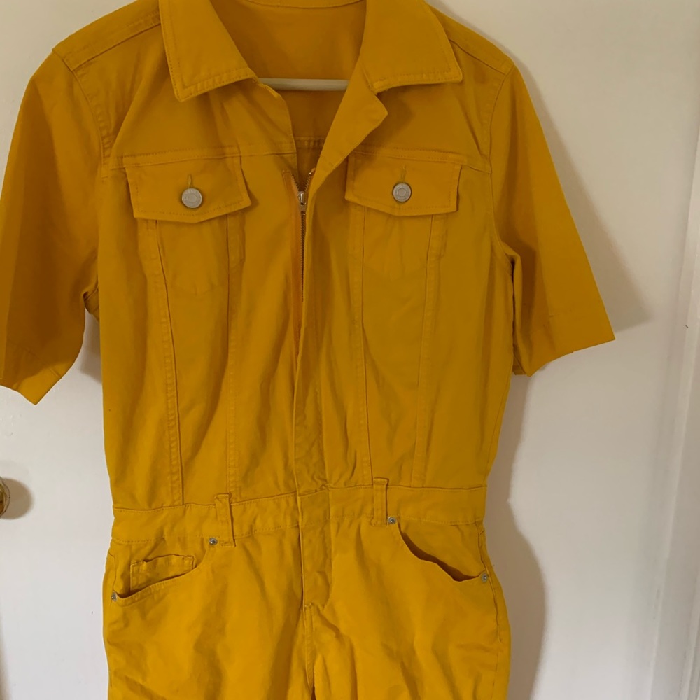 Mustard yellow denim jumpsuit size m